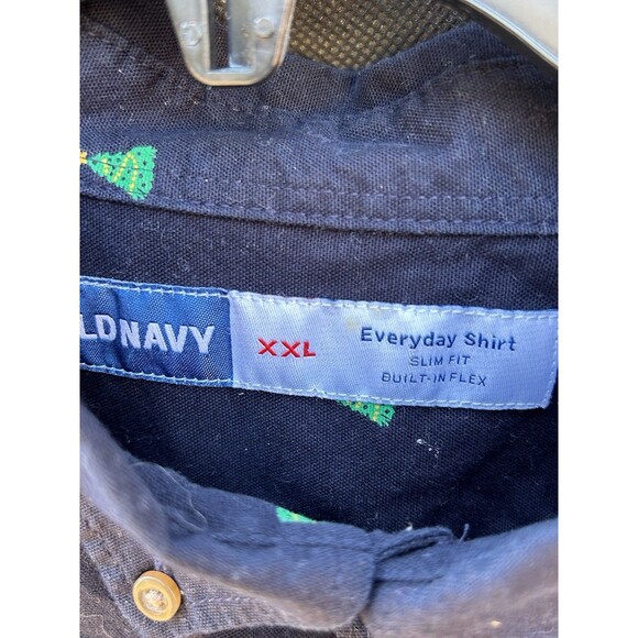 Old Navy Mens Button Down Shirt Christmas Tree Print Long Sleeve Holiday XXL - Picture 4 of 6